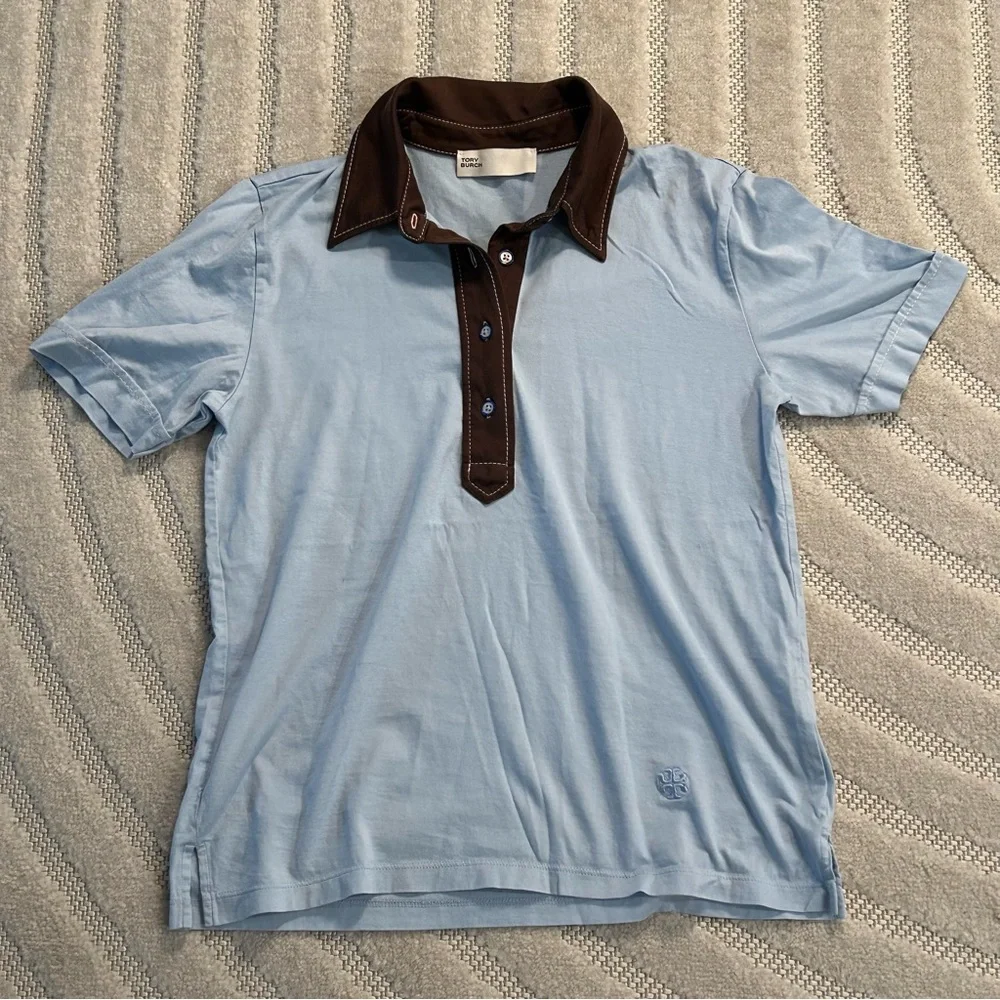 Tory Burch Cotton Piqué Polo Shirt in Blue - S